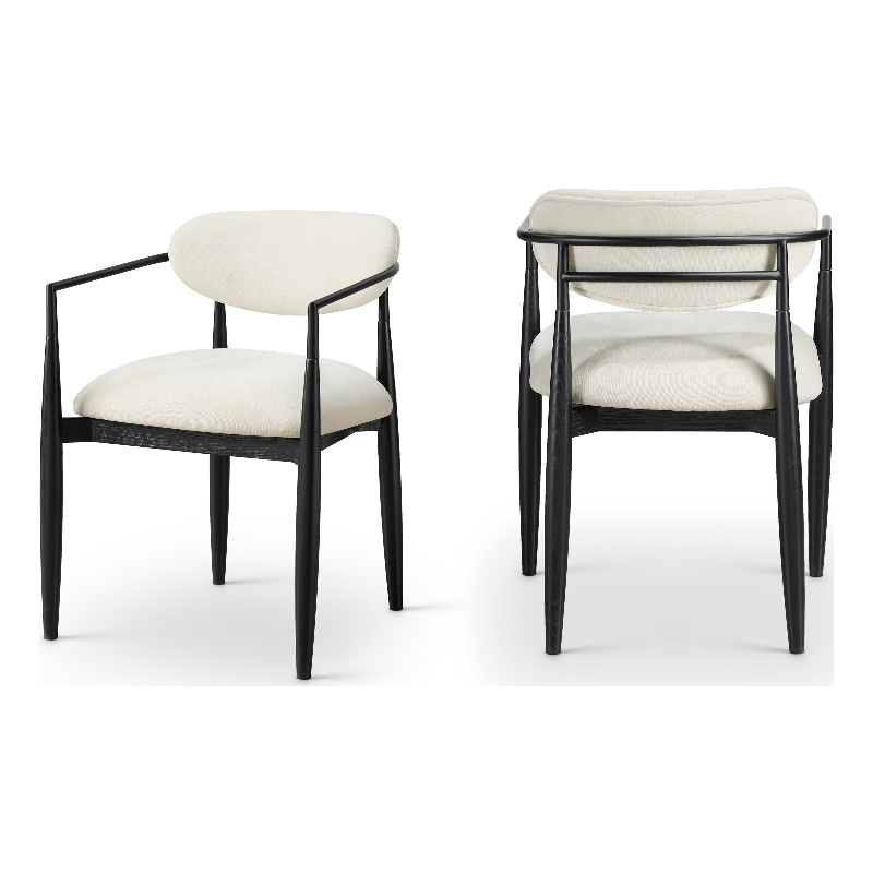 Meridian Furniture Riccio Cream Performance Fabric Dining Arm Chair (Set of 2)