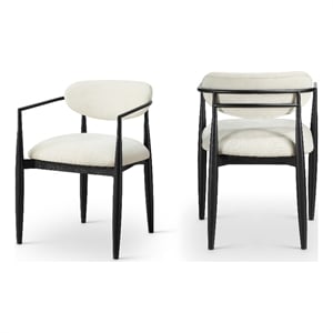 Meridian Furniture Riccio Cream Performance Fabric Dining Arm Chair (Set of 2)