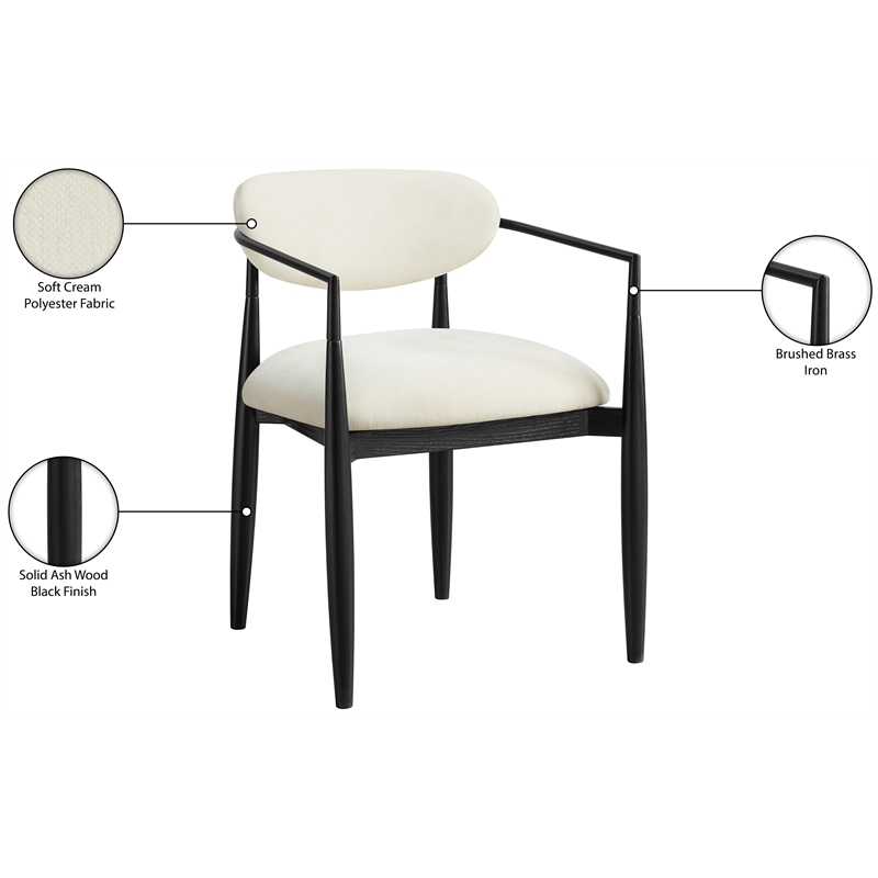 Meridian Furniture Riccio Cream Performance Fabric Dining Arm Chair (Set of 2)