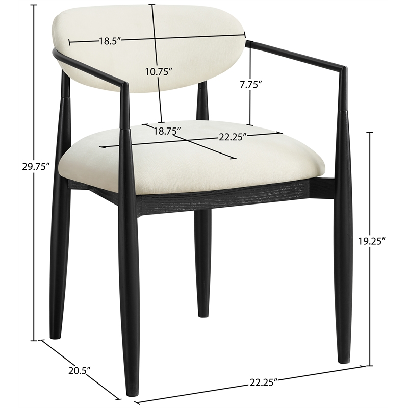Meridian Furniture Riccio Cream Performance Fabric Dining Arm Chair (Set of 2)