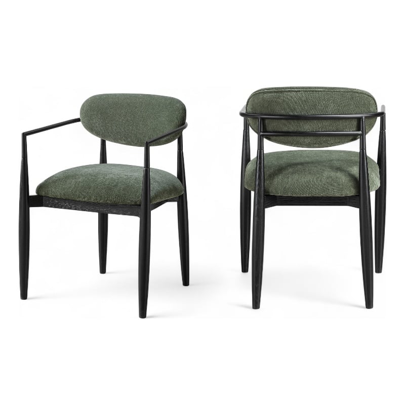 Meridian Furniture Riccio Olive Performance Fabric Dining Arm Chair (Set of 2)