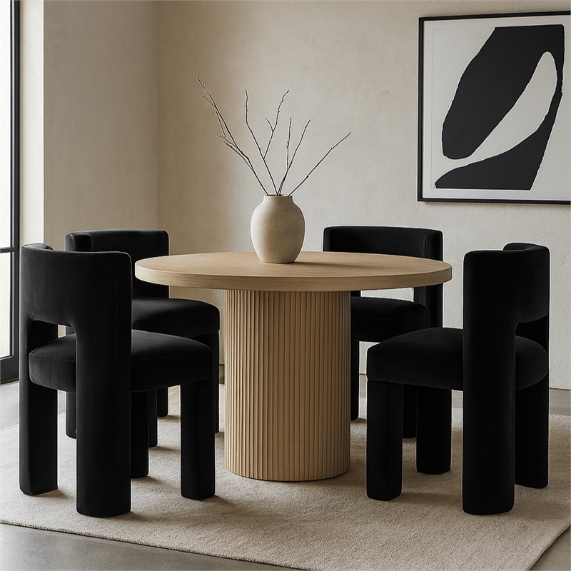 Meridian Furniture Zuno Black Velvet Performance Fabric Dining Chair (Set of 2)
