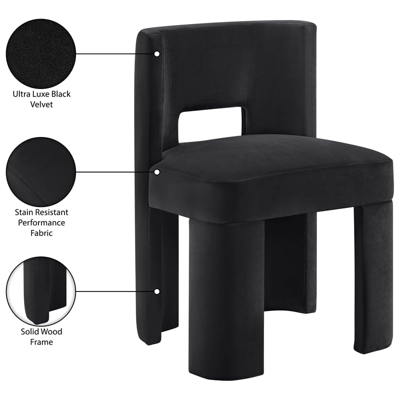 Meridian Furniture Zuno Black Velvet Performance Fabric Dining Chair (Set of 2)