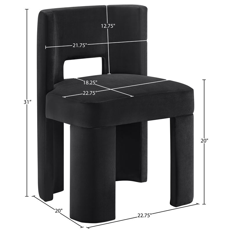 Meridian Furniture Zuno Black Velvet Performance Fabric Dining Chair (Set of 2)