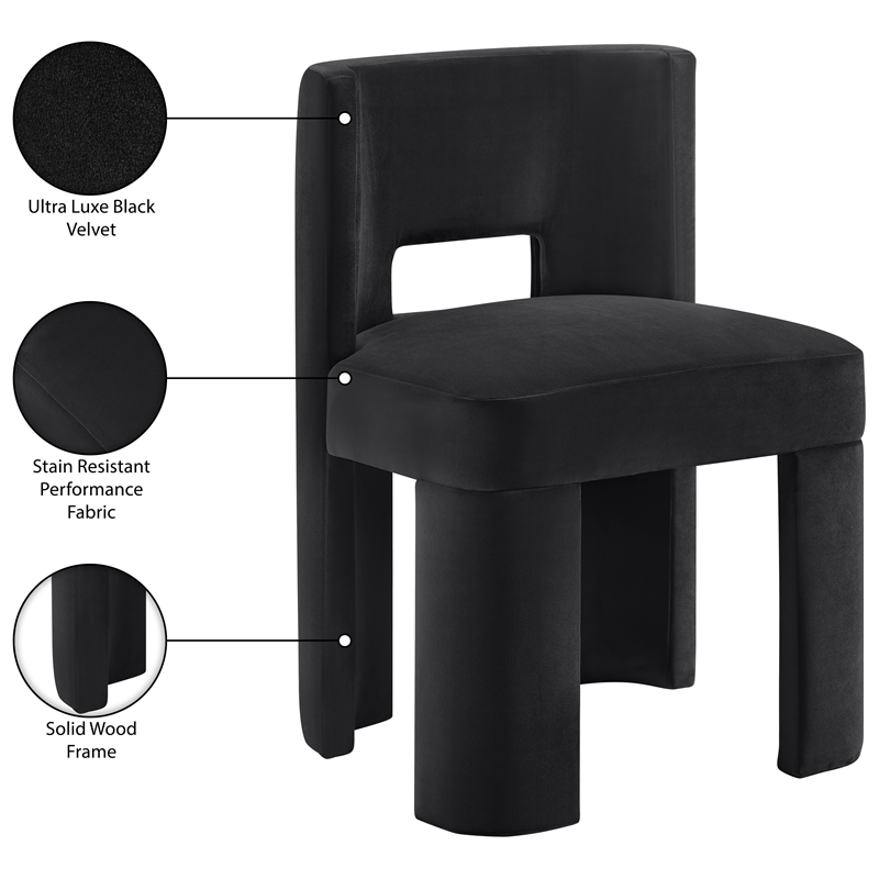 Meridian Furniture Zuno Black Velvet Performance Fabric Dining Chair (Set of 2)
