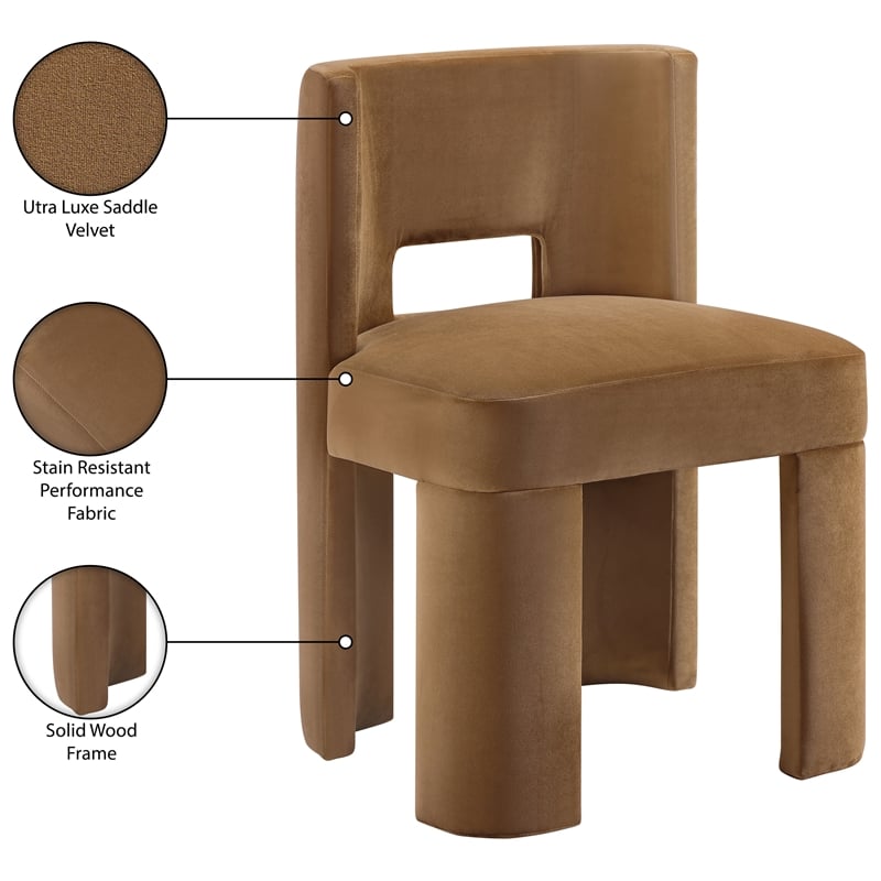 Meridian Furniture Zuno Saddle Velvet Performance Fabric Dining Chair (Set of 2)