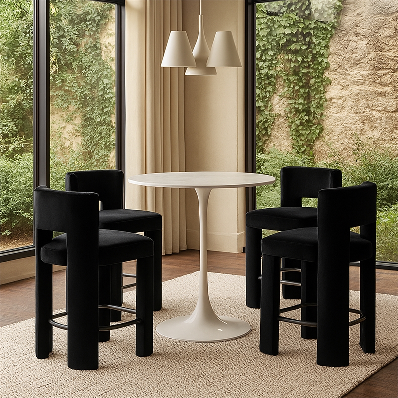 Meridian Furniture Zuno Black Velvet Performance Fabric Counter Stool (Set of 2)