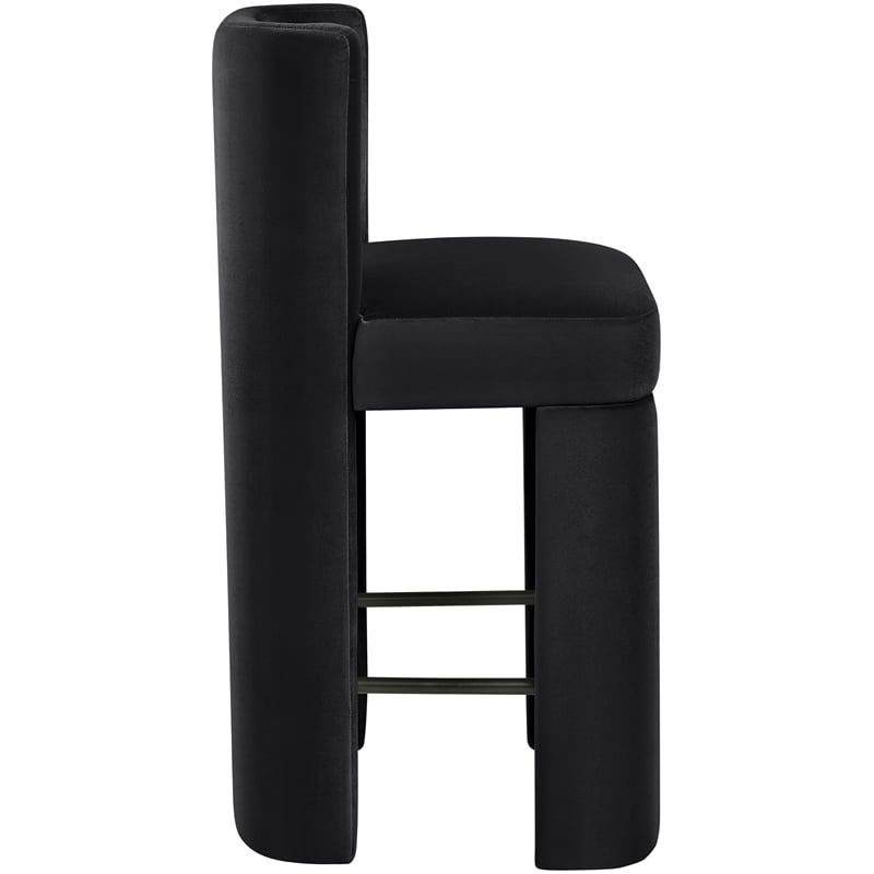 Meridian Furniture Zuno Black Velvet Performance Fabric Counter Stool (Set of 2)