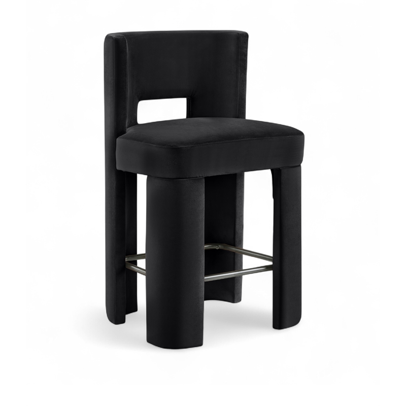 Meridian Furniture Zuno Black Velvet Performance Fabric Counter Stool (Set of 2)