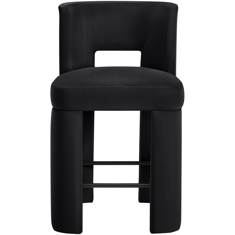 Meridian Furniture Zuno Black Velvet Performance Fabric Counter Stool (Set of 2)