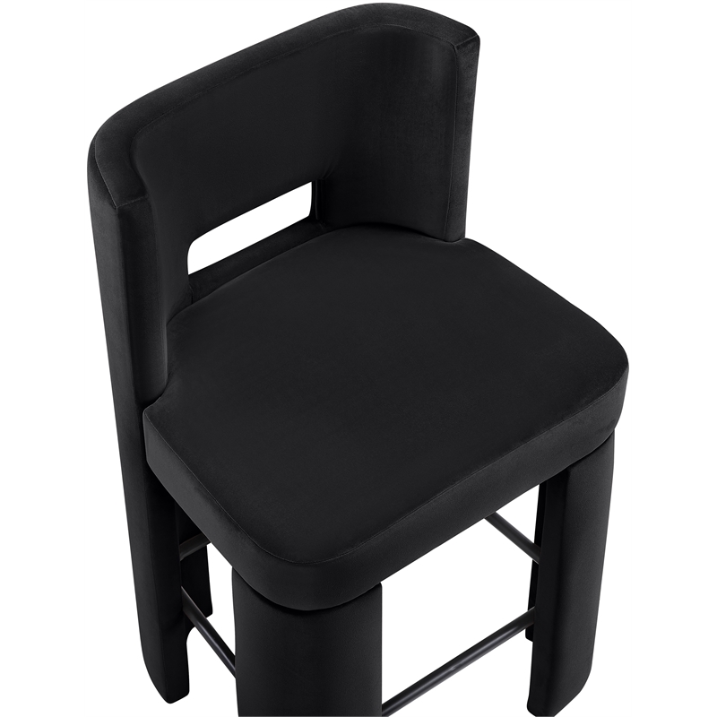 Meridian Furniture Zuno Black Velvet Performance Fabric Counter Stool (Set of 2)