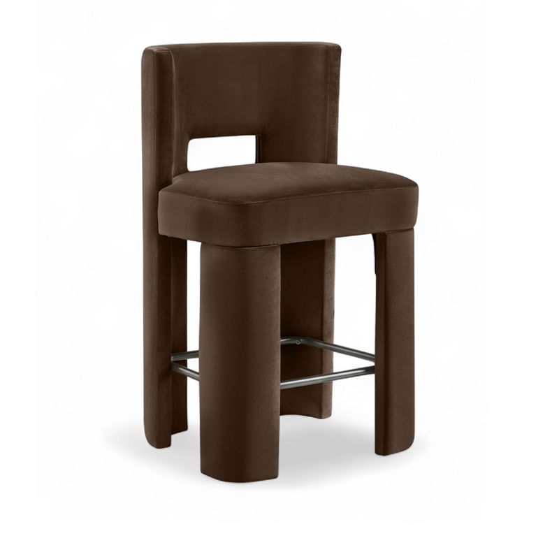 Meridian Furniture Zuno Brown Velvet Performance Fabric Counter Stool (Set of 2)