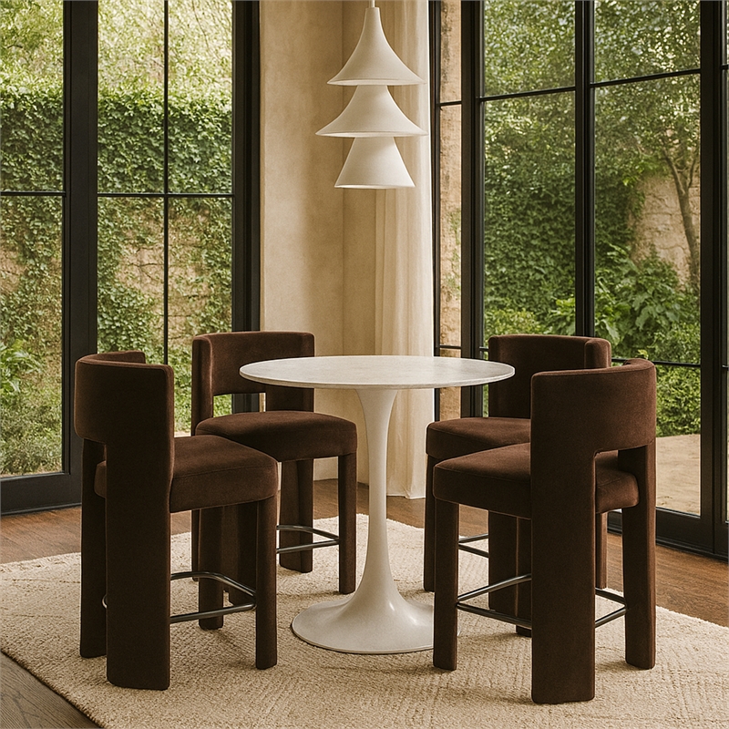Meridian Furniture Zuno Brown Velvet Performance Fabric Counter Stool (Set of 2)