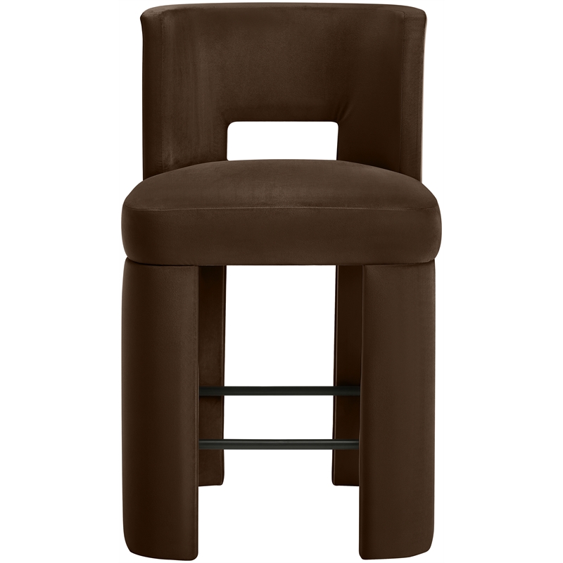 Meridian Furniture Zuno Brown Velvet Performance Fabric Counter Stool (Set of 2)