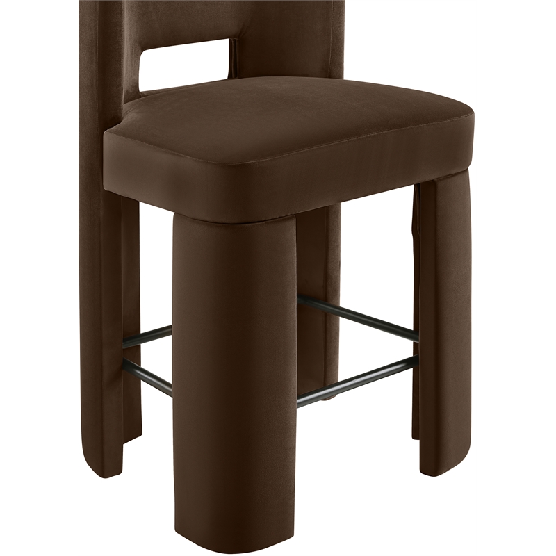 Meridian Furniture Zuno Brown Velvet Performance Fabric Counter Stool (Set of 2)