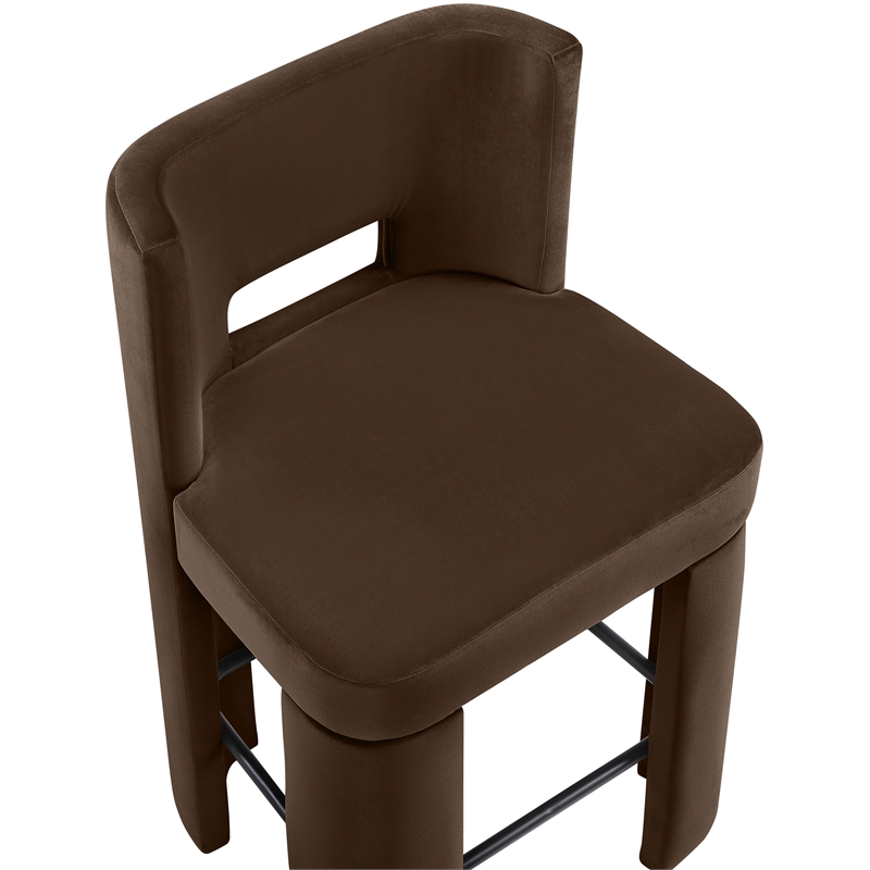 Meridian Furniture Zuno Brown Velvet Performance Fabric Counter Stool (Set of 2)
