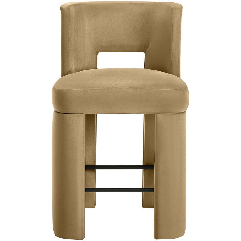 Meridian Furniture Zuno Camel Velvet Performance Fabric Counter Stool (Set of 2)