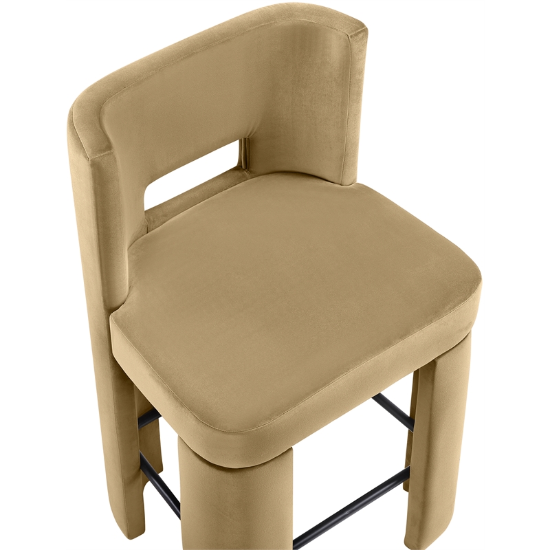 Meridian Furniture Zuno Camel Velvet Performance Fabric Counter Stool (Set of 2)