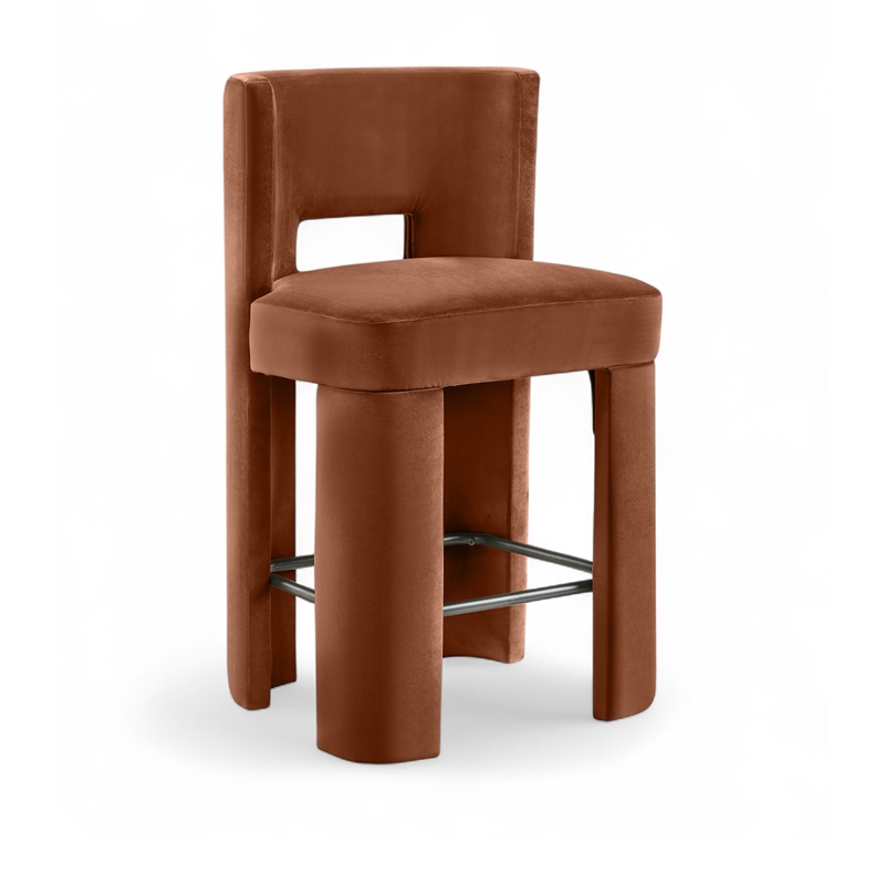 Meridian Furniture Zuno Cognac Velvet Performance Fabric CounterStool (Set of 2)