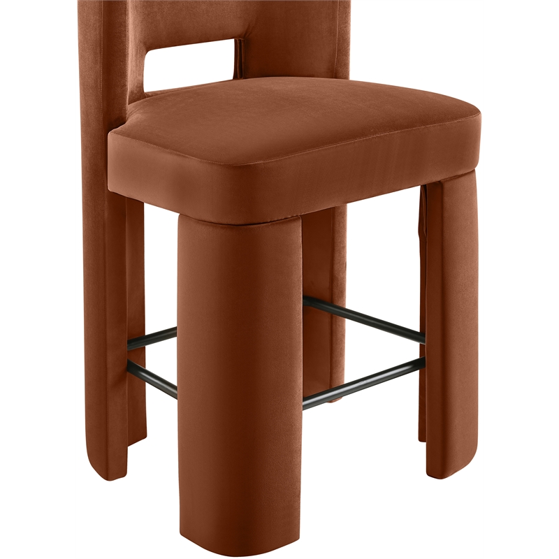Meridian Furniture Zuno Cognac Velvet Performance Fabric CounterStool (Set of 2)