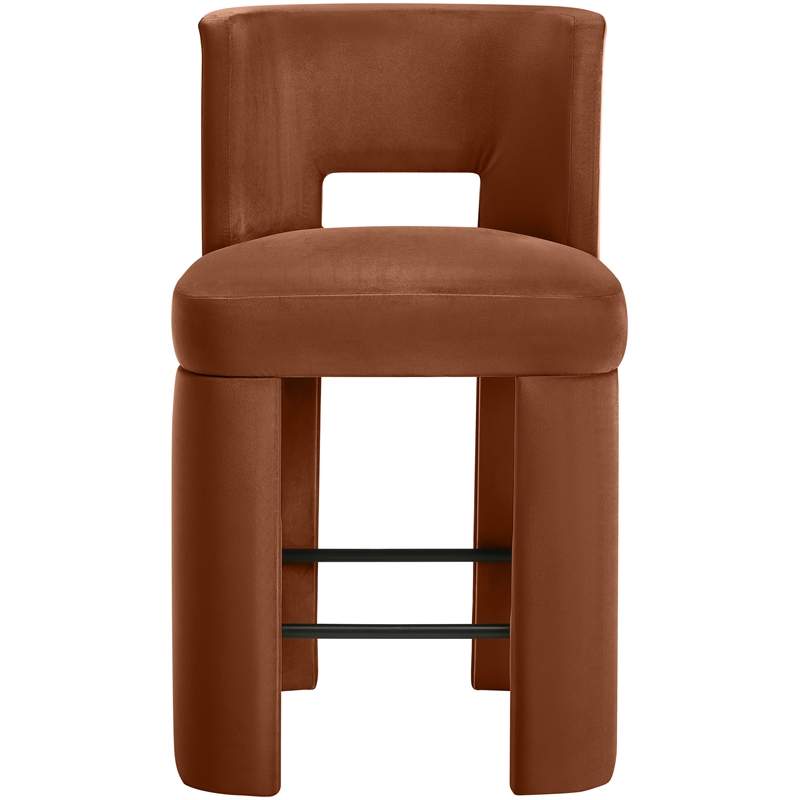Meridian Furniture Zuno Cognac Velvet Performance Fabric CounterStool (Set of 2)