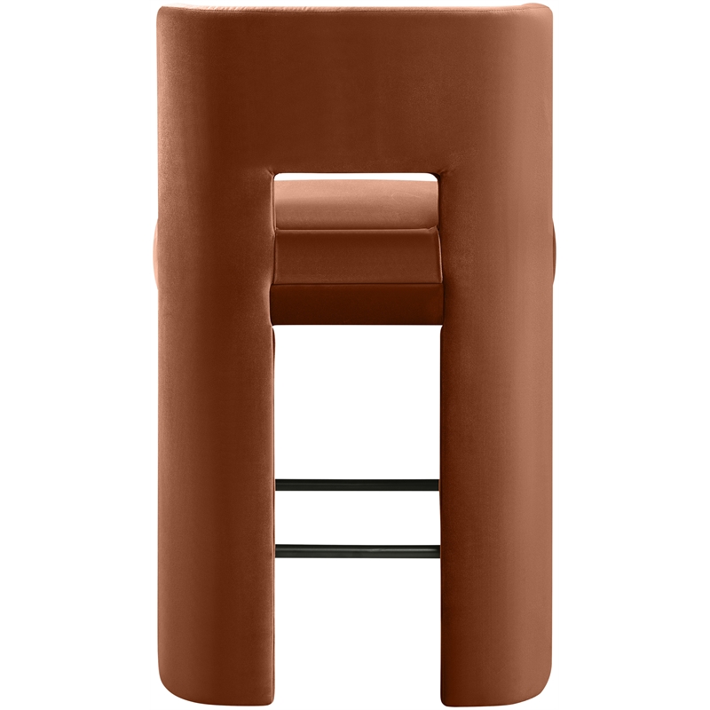 Meridian Furniture Zuno Cognac Velvet Performance Fabric CounterStool (Set of 2)