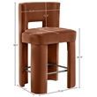Meridian Furniture Zuno Cognac Velvet Performance Fabric CounterStool (Set of 2)