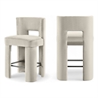 Meridian Furniture Zuno Cream Velvet Performance Fabric Counter Stool (Set of 2)