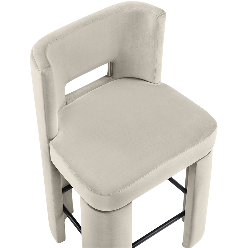 Meridian Furniture Zuno Cream Velvet Performance Fabric Counter Stool (Set of 2)
