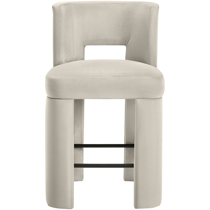 Meridian Furniture Zuno Cream Velvet Performance Fabric Counter Stool (Set of 2)