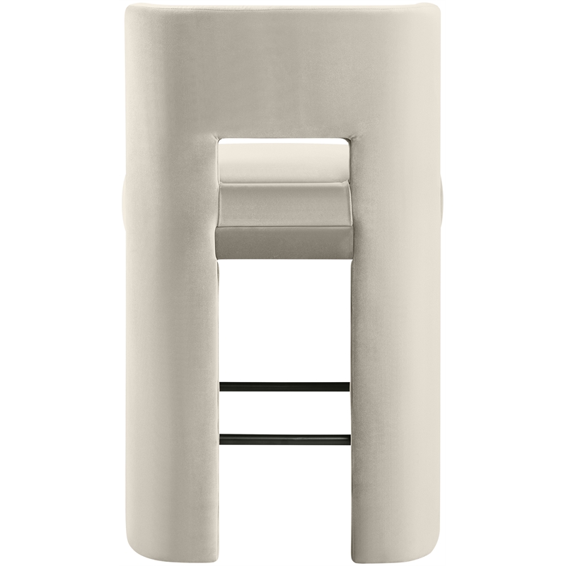 Meridian Furniture Zuno Cream Velvet Performance Fabric Counter Stool (Set of 2)