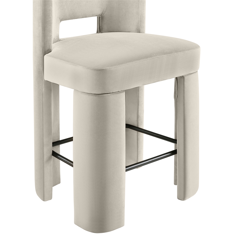 Meridian Furniture Zuno Cream Velvet Performance Fabric Counter Stool (Set of 2)