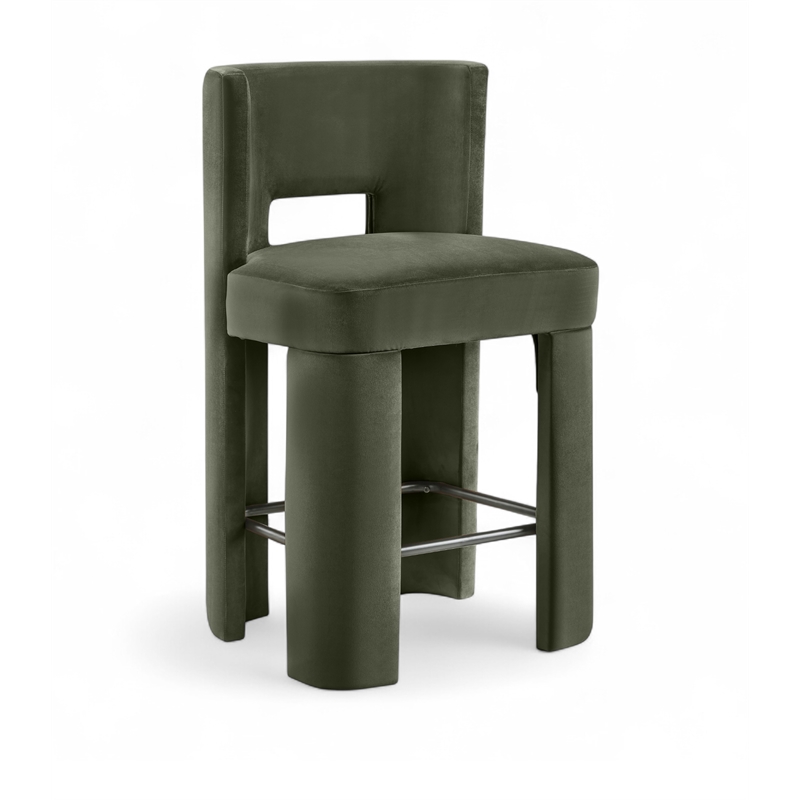 Meridian Furniture Zuno Green Velvet Performance Fabric Counter Stool (Set of 2)