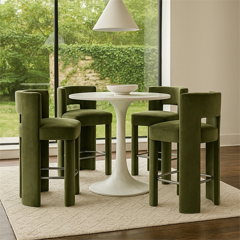 Meridian Furniture Zuno Green Velvet Performance Fabric Counter Stool (Set of 2)