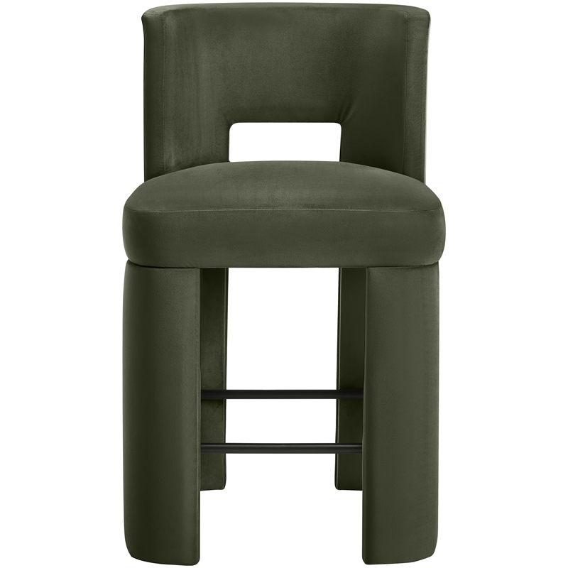 Meridian Furniture Zuno Green Velvet Performance Fabric Counter Stool (Set of 2)