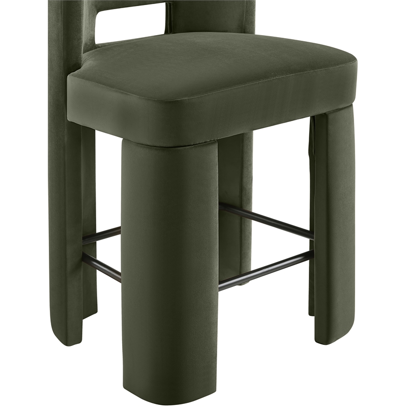Meridian Furniture Zuno Green Velvet Performance Fabric Counter Stool (Set of 2)