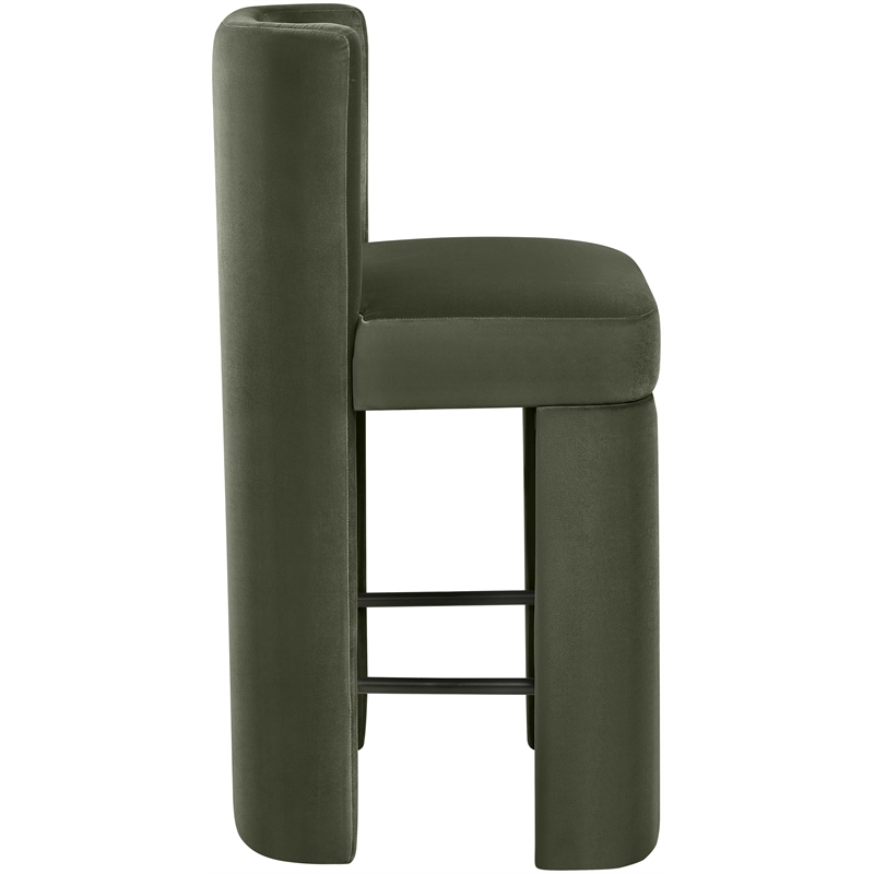 Meridian Furniture Zuno Green Velvet Performance Fabric Counter Stool (Set of 2)