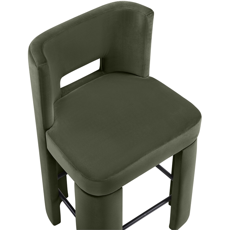 Meridian Furniture Zuno Green Velvet Performance Fabric Counter Stool (Set of 2)