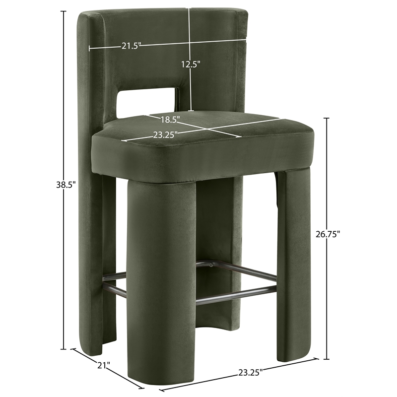 Meridian Furniture Zuno Green Velvet Performance Fabric Counter Stool (Set of 2)