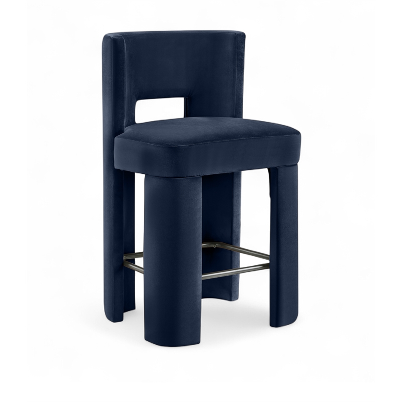 Meridian Furniture Zuno Navy Velvet Performance Fabric Counter Stool (Set of 2)