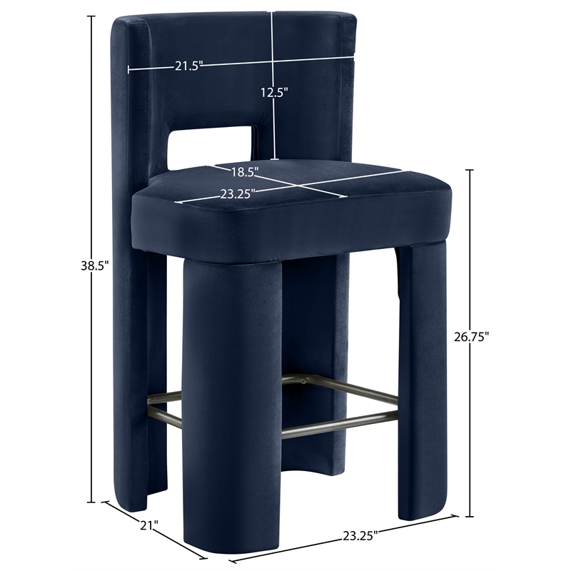 Meridian Furniture Zuno Navy Velvet Performance Fabric Counter Stool (Set of 2)
