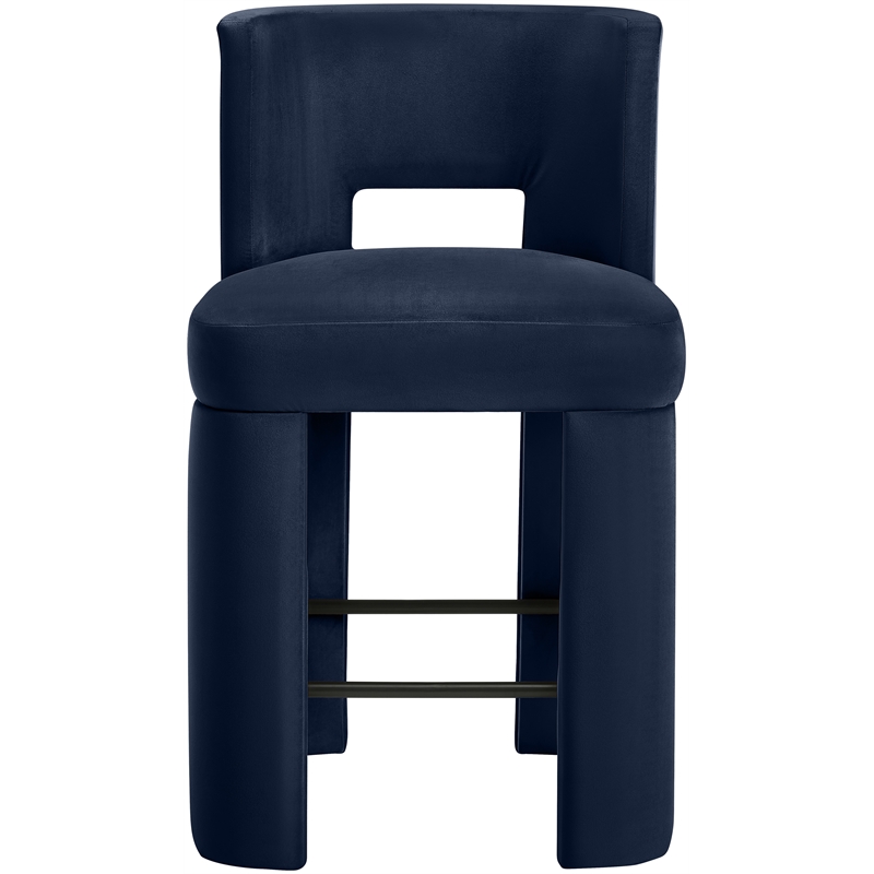 Meridian Furniture Zuno Navy Velvet Performance Fabric Counter Stool (Set of 2)