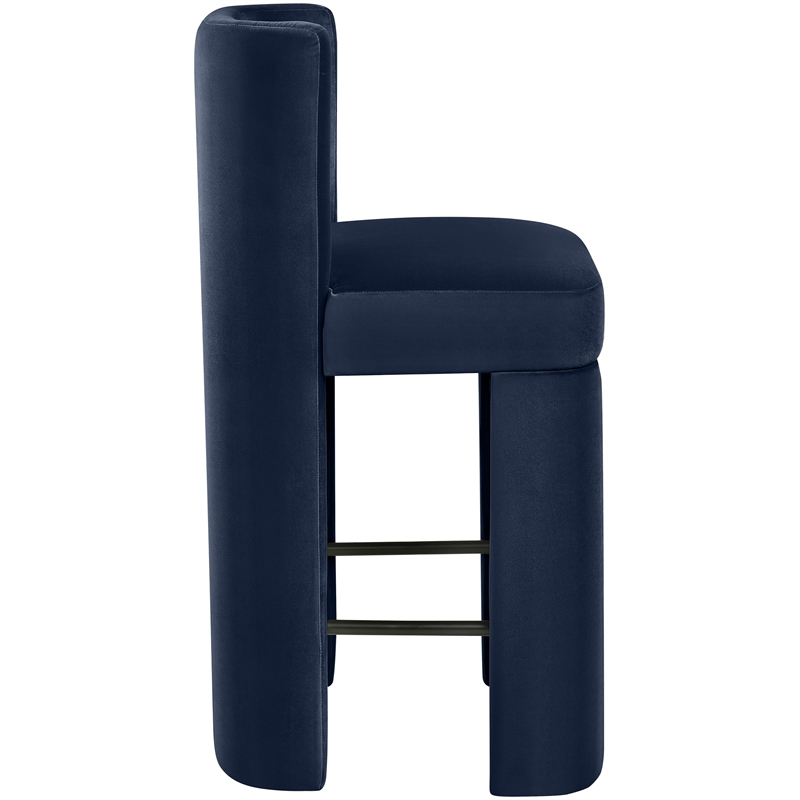 Meridian Furniture Zuno Navy Velvet Performance Fabric Counter Stool (Set of 2)