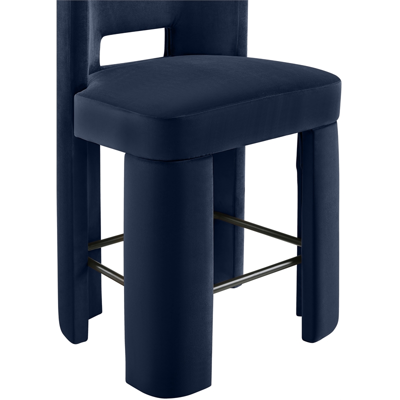 Meridian Furniture Zuno Navy Velvet Performance Fabric Counter Stool (Set of 2)