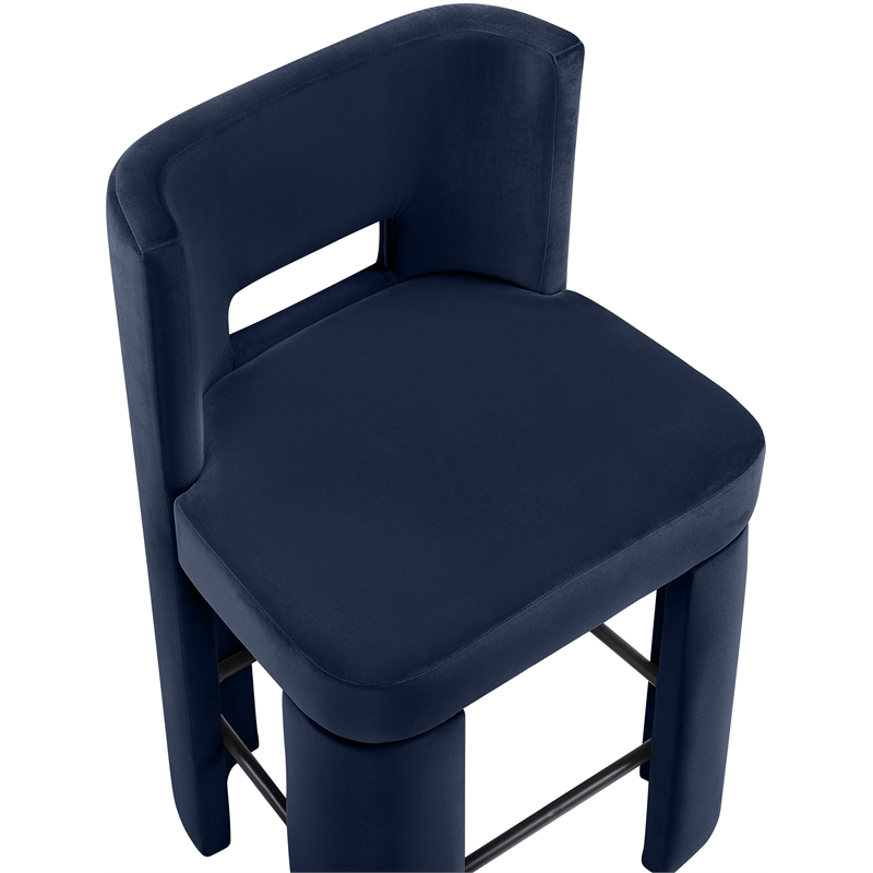 Meridian Furniture Zuno Navy Velvet Performance Fabric Counter Stool (Set of 2)
