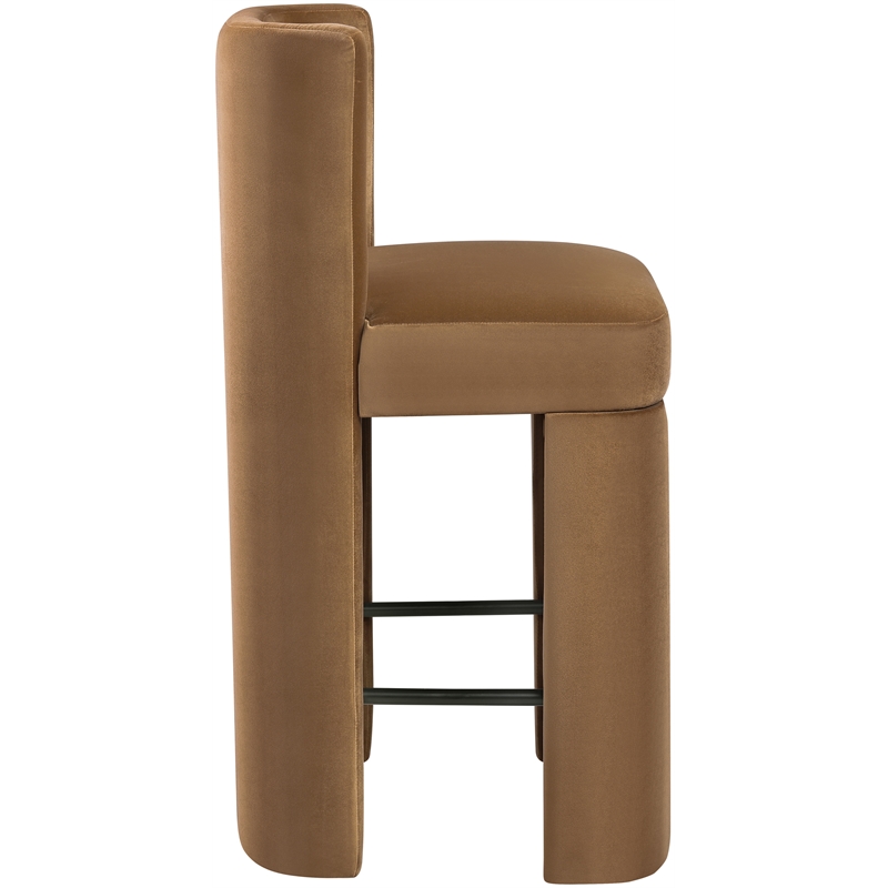Meridian Furniture Zuno Saddle Velvet Performance Fabric CounterStool (Set of 2)