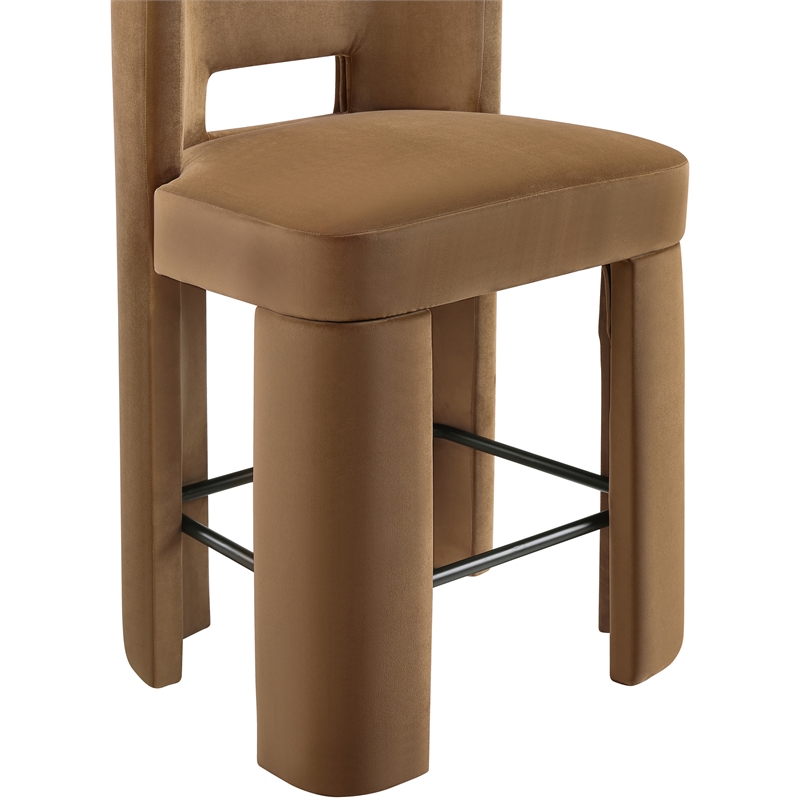 Meridian Furniture Zuno Saddle Velvet Performance Fabric CounterStool (Set of 2)