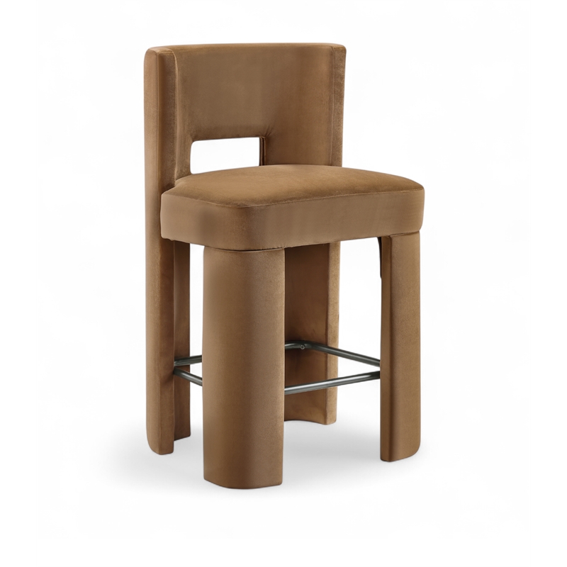 Meridian Furniture Zuno Saddle Velvet Performance Fabric CounterStool (Set of 2)