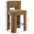 Meridian Furniture Zuno Saddle Velvet Performance Fabric CounterStool (Set of 2)