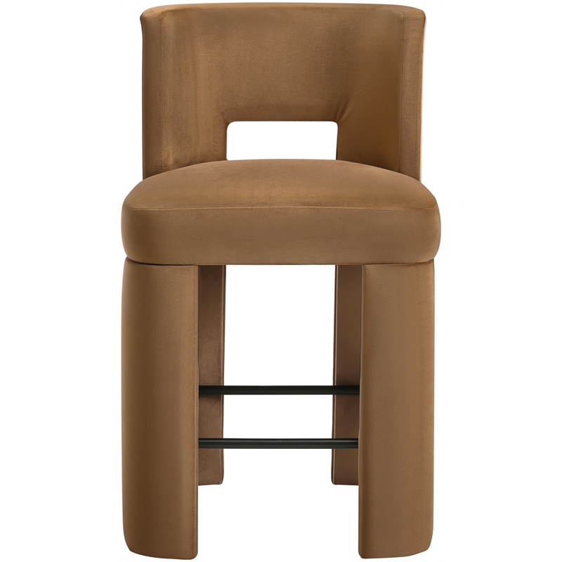 Meridian Furniture Zuno Saddle Velvet Performance Fabric CounterStool (Set of 2)
